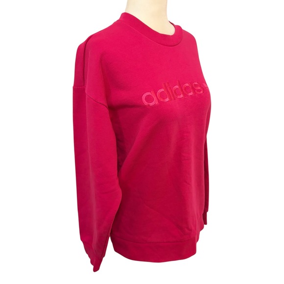 Adidas Hot Pink Crewneck Sweatshirt Oversized XS Embossed‎ Logo Athletic - Picture 3 of 6